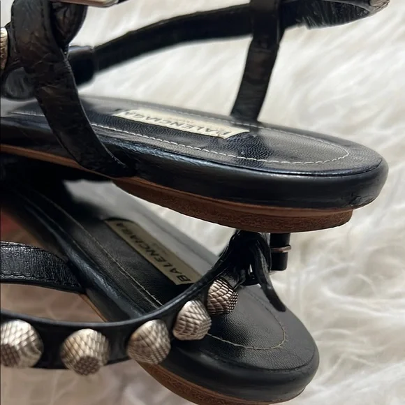Balenciaga Black Sandals with Silver Studs - Picture 9 of 9